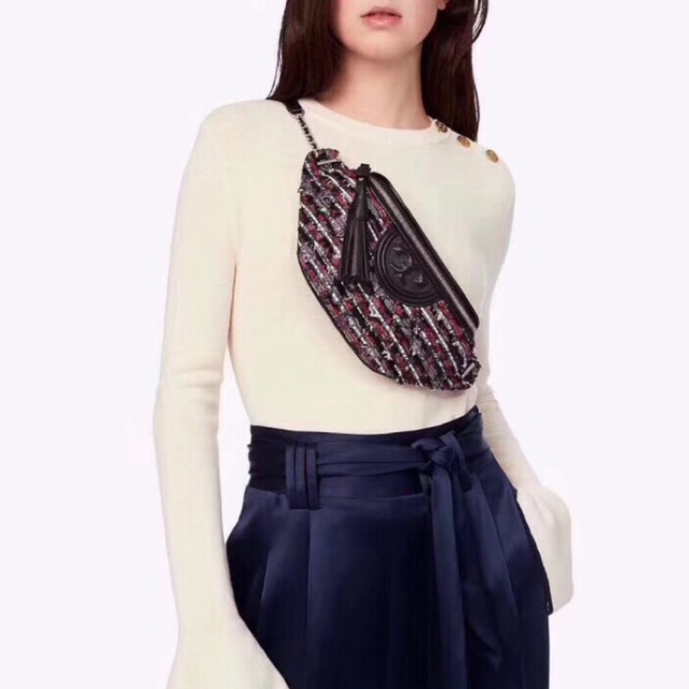 ❗️REDUCED❗️TORY BURCH The Fleming Tweed Leather Belt Bag